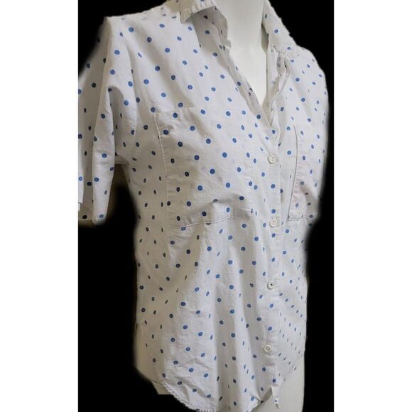 Vintage 80's button up polka dot short sleeve retr - Picture 2 of 4